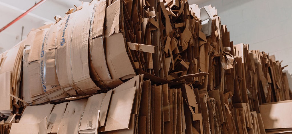 Stacks of cardboard packaging materials