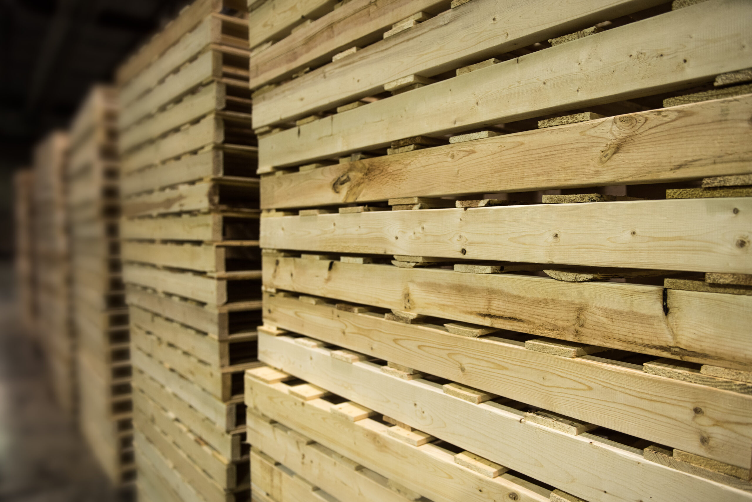 Close-up of stacked wooden slats