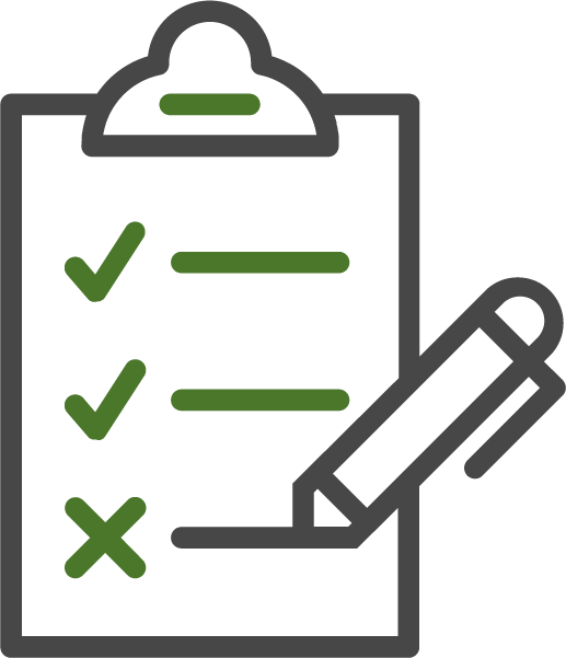 Clipboard with checklist and pencil icon drawing.