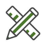 Pencil and ruler icon representing design tools.