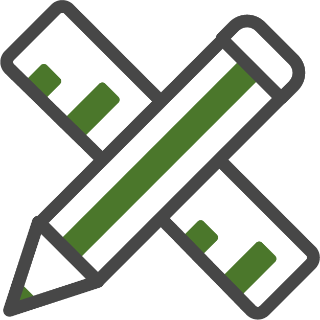 Pencil and ruler icon for design tools.