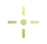 Geometric design with green gradient cross symbol.