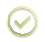 Green checkmark symbol inside a circular border.