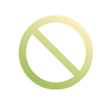 Green prohibition symbol on white background.