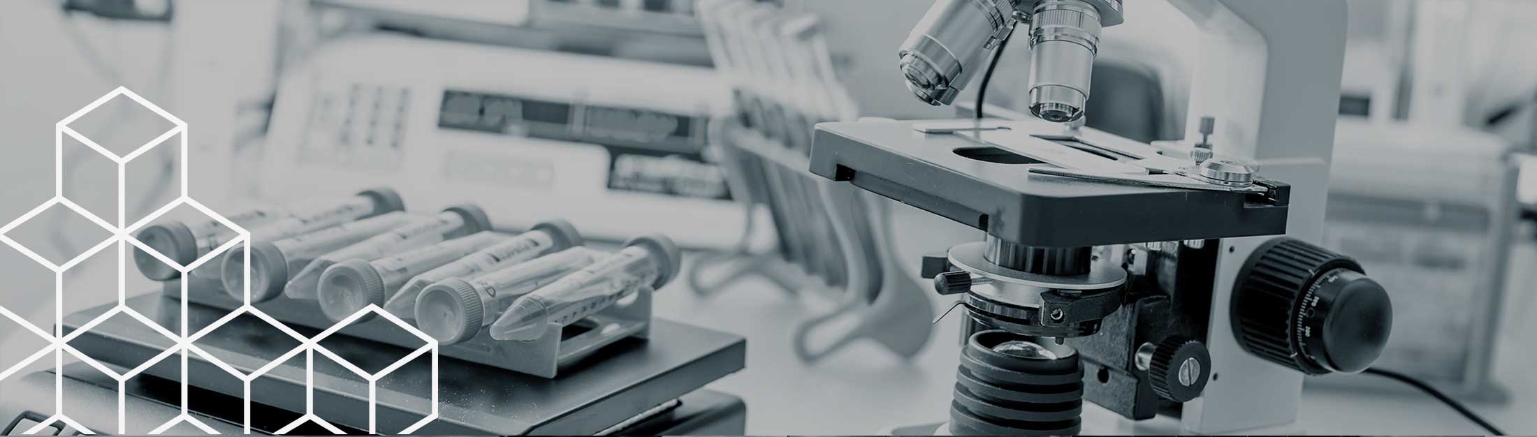 Scientific laboratory equipment including a microscope.