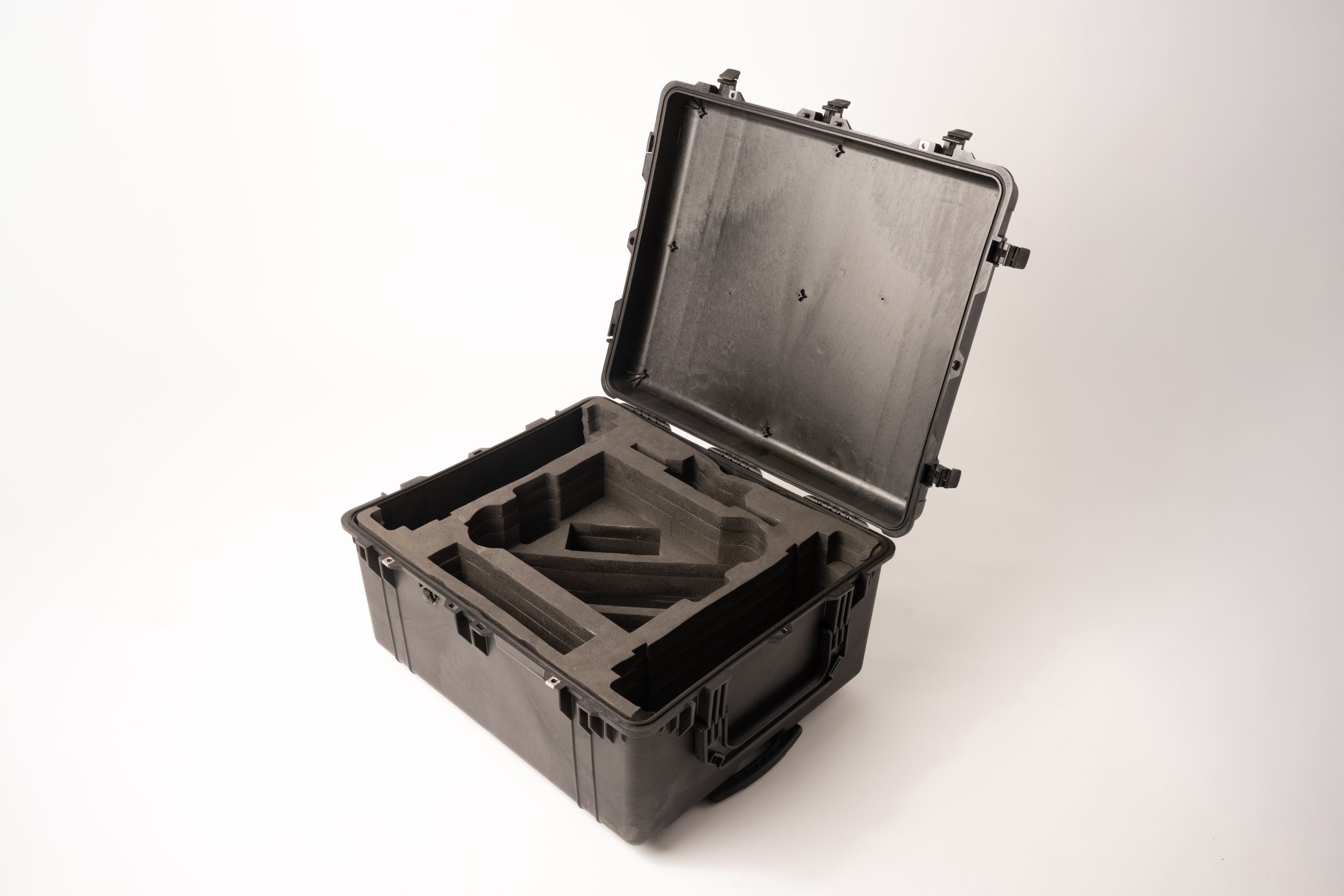 Open protective equipment case with foam insert